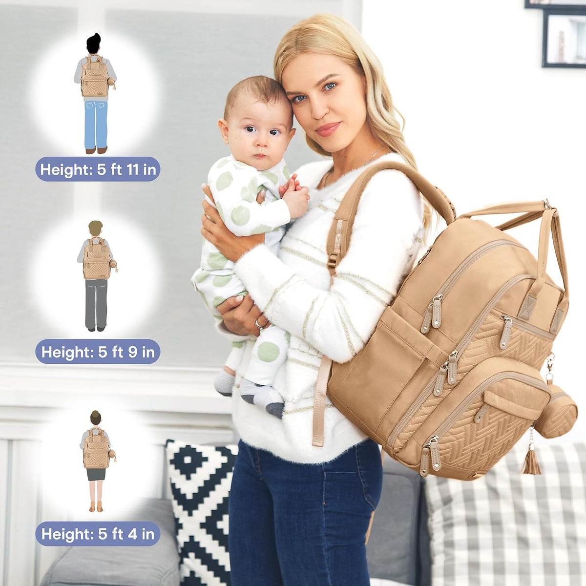 Baby Diaper Bag Backpack, 4 in 1 kit Large Capacity Travel Backpack