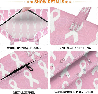Pink Ribbon Waterproof Travel Laundry Bag Washable 2pk