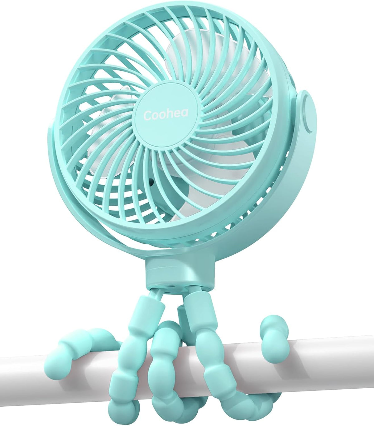 Clip on Stroller Fan, Rechargeable Long-Lasting Power Wind Fan,White