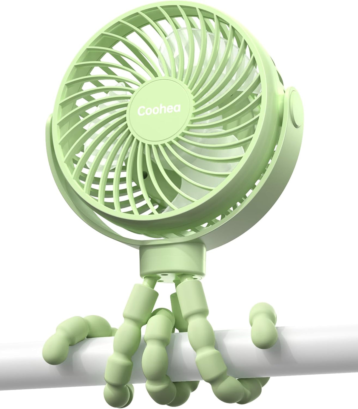 Clip on Stroller Fan, Rechargeable Long-Lasting Power Wind Fan,White