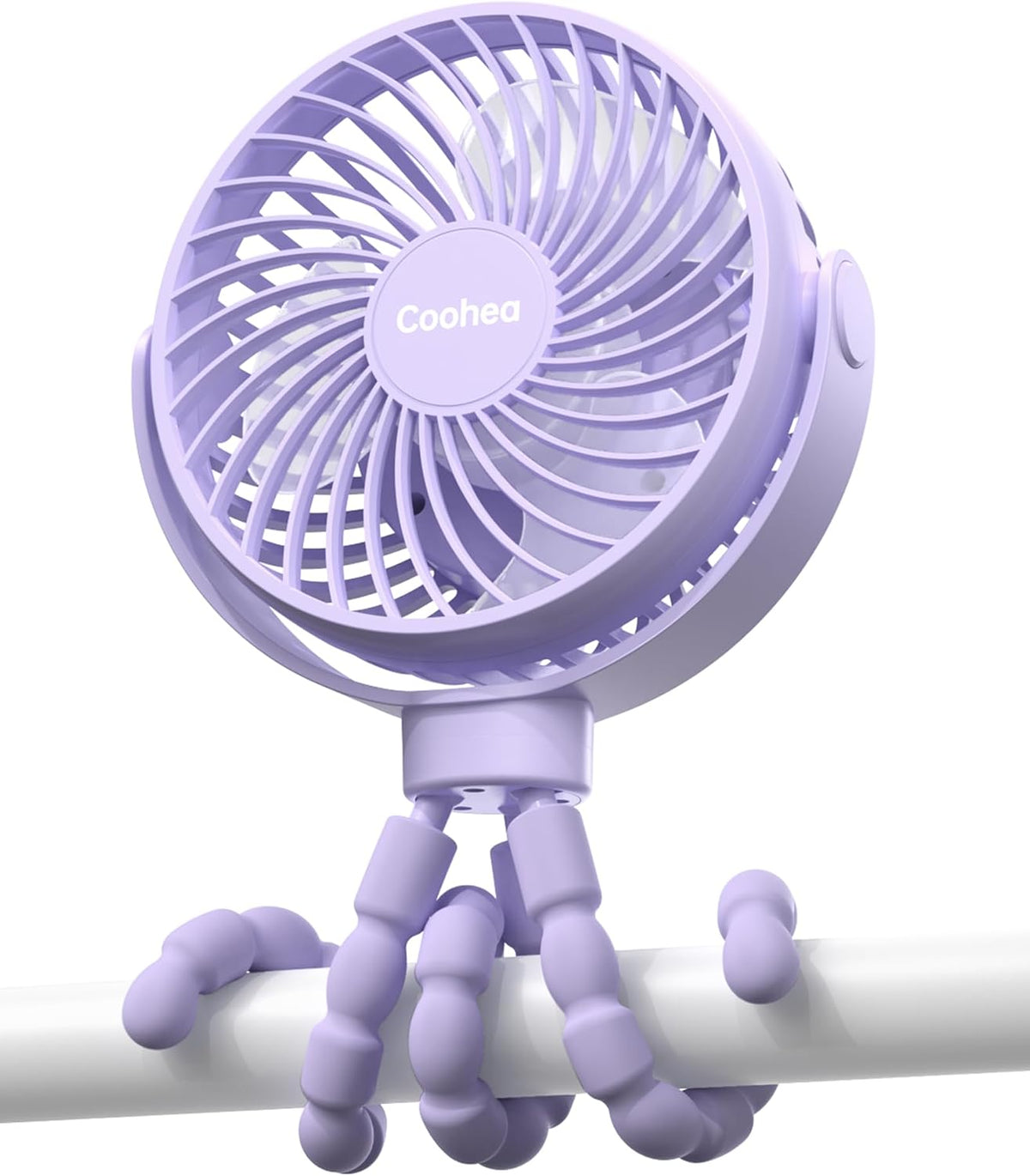 Clip on Stroller Fan, Rechargeable Long-Lasting Power Wind Fan,White