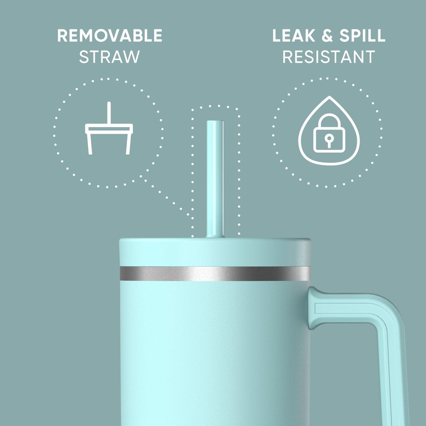 Voyager 32oz Insulated Tumbler with Handle & 2-in-1 Lid, Leak-Proof Stainless-Steel Travel Tumbler, Cupholder Friendly Reusable Water Bottle Built for Work, Gym, or Class Commute (Sage Leaf)