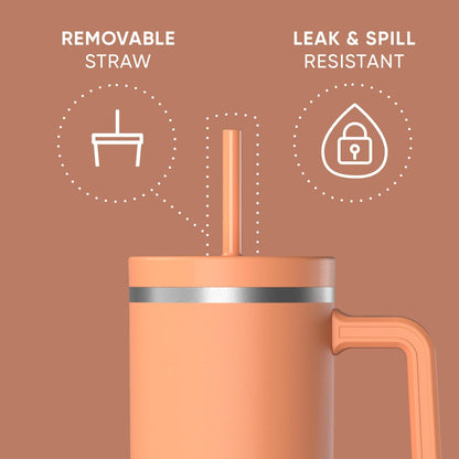 Voyager 32oz Insulated Tumbler with Handle & 2-in-1 Lid, Leak-Proof Stainless-Steel Travel Tumbler, Cupholder Friendly Reusable Water Bottle Built for Work, Gym, or Class Commute (Sage Leaf)