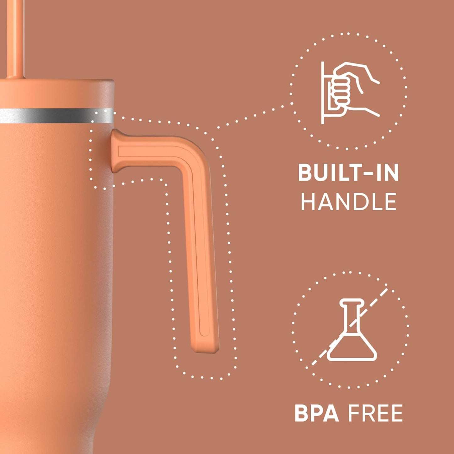 Voyager 32oz Insulated Tumbler with Handle & 2-in-1 Lid, Leak-Proof Stainless-Steel Travel Tumbler, Cupholder Friendly Reusable Water Bottle Built for Work, Gym, or Class Commute (Sage Leaf)