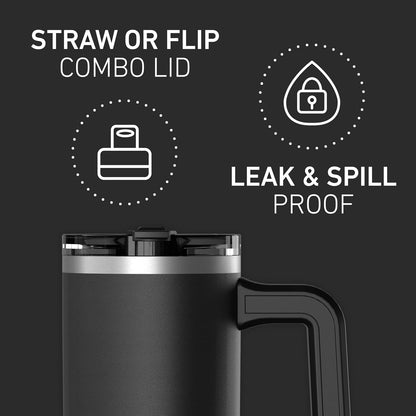 Voyager 32oz Insulated Tumbler with Handle & 2-in-1 Lid, Leak-Proof Stainless-Steel Travel Tumbler, Cupholder Friendly Reusable Water Bottle Built for Work, Gym, or Class Commute (Sage Leaf)