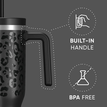 Voyager 32oz Insulated Tumbler with Handle & 2-in-1 Lid, Leak-Proof Stainless-Steel Travel Tumbler, Cupholder Friendly Reusable Water Bottle Built for Work, Gym, or Class Commute (Sage Leaf)