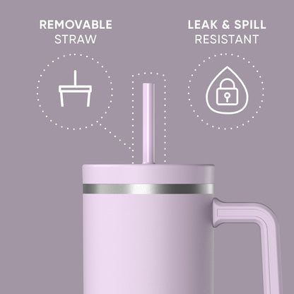 Voyager 32oz Insulated Tumbler with Handle & 2-in-1 Lid, Leak-Proof Stainless-Steel Travel Tumbler, Cupholder Friendly Reusable Water Bottle Built for Work, Gym, or Class Commute (Sage Leaf)