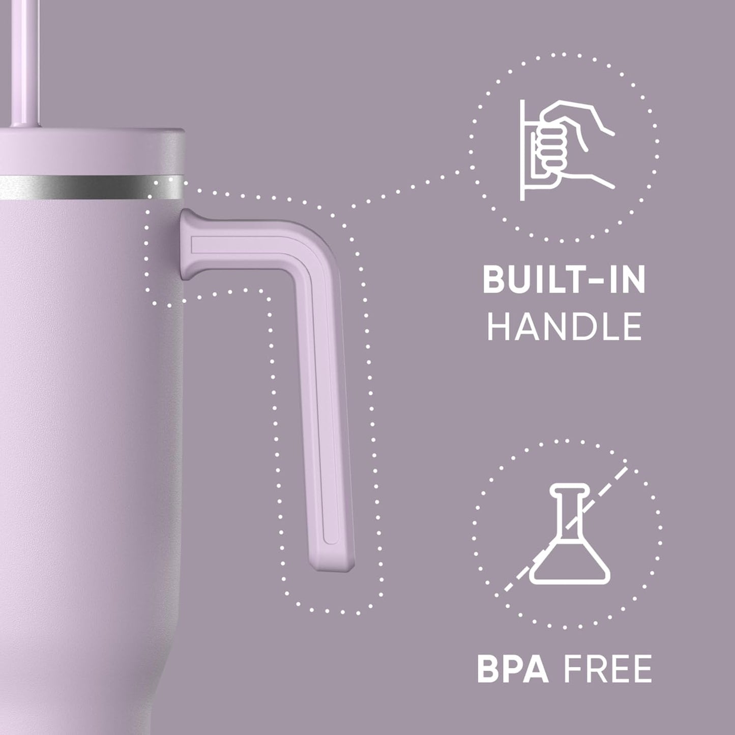 Voyager 32oz Insulated Tumbler with Handle & 2-in-1 Lid, Leak-Proof Stainless-Steel Travel Tumbler, Cupholder Friendly Reusable Water Bottle Built for Work, Gym, or Class Commute (Sage Leaf)