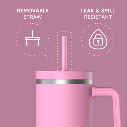 Voyager 32oz Insulated Tumbler with Handle & 2-in-1 Lid, Leak-Proof Stainless-Steel Travel Tumbler, Cupholder Friendly Reusable Water Bottle Built for Work, Gym, or Class Commute (Sage Leaf)