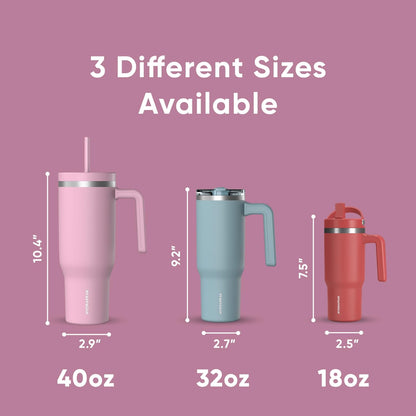 Voyager 32oz Insulated Tumbler with Handle & 2-in-1 Lid, Leak-Proof Stainless-Steel Travel Tumbler, Cupholder Friendly Reusable Water Bottle Built for Work, Gym, or Class Commute (Sage Leaf)