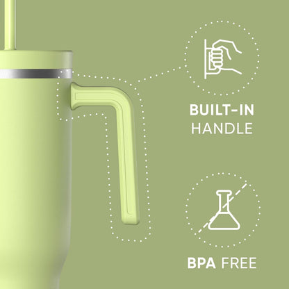 Voyager 32oz Insulated Tumbler with Handle & 2-in-1 Lid, Leak-Proof Stainless-Steel Travel Tumbler, Cupholder Friendly Reusable Water Bottle Built for Work, Gym, or Class Commute (Sage Leaf)