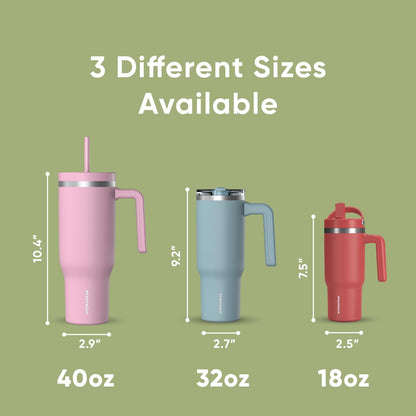 Voyager 32oz Insulated Tumbler with Handle & 2-in-1 Lid, Leak-Proof Stainless-Steel Travel Tumbler, Cupholder Friendly Reusable Water Bottle Built for Work, Gym, or Class Commute (Sage Leaf)