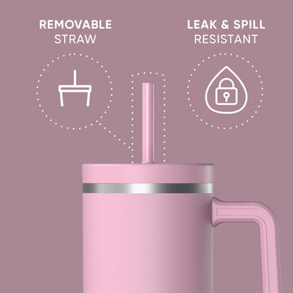 Voyager 32oz Insulated Tumbler with Handle & 2-in-1 Lid, Leak-Proof Stainless-Steel Travel Tumbler, Cupholder Friendly Reusable Water Bottle Built for Work, Gym, or Class Commute (Sage Leaf)