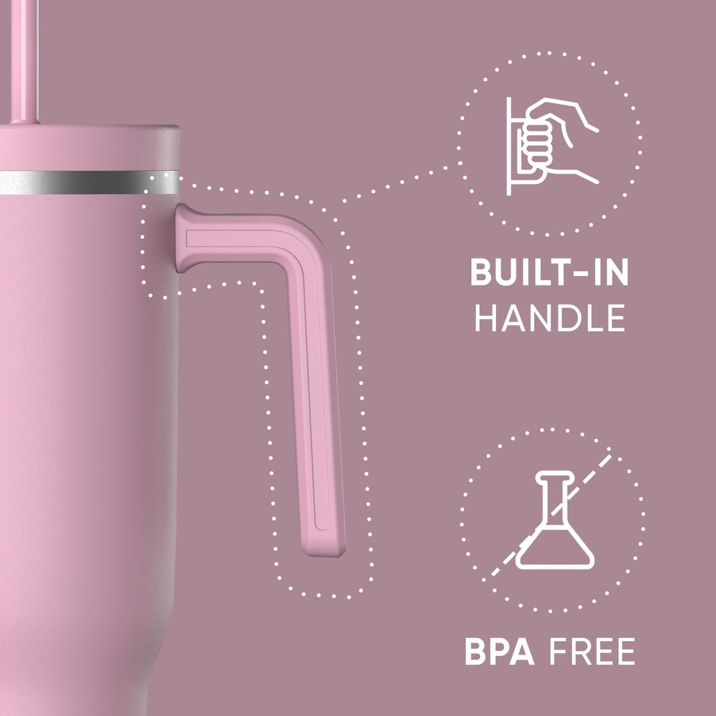 Voyager 32oz Insulated Tumbler with Handle & 2-in-1 Lid, Leak-Proof Stainless-Steel Travel Tumbler, Cupholder Friendly Reusable Water Bottle Built for Work, Gym, or Class Commute (Sage Leaf)