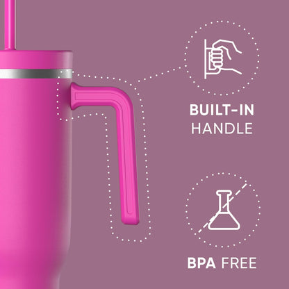Voyager 32oz Insulated Tumbler with Handle & 2-in-1 Lid, Leak-Proof Stainless-Steel Travel Tumbler, Cupholder Friendly Reusable Water Bottle Built for Work, Gym, or Class Commute (Sage Leaf)