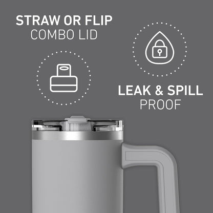Voyager 32oz Insulated Tumbler with Handle & 2-in-1 Lid, Leak-Proof Stainless-Steel Travel Tumbler, Cupholder Friendly Reusable Water Bottle Built for Work, Gym, or Class Commute (Sage Leaf)