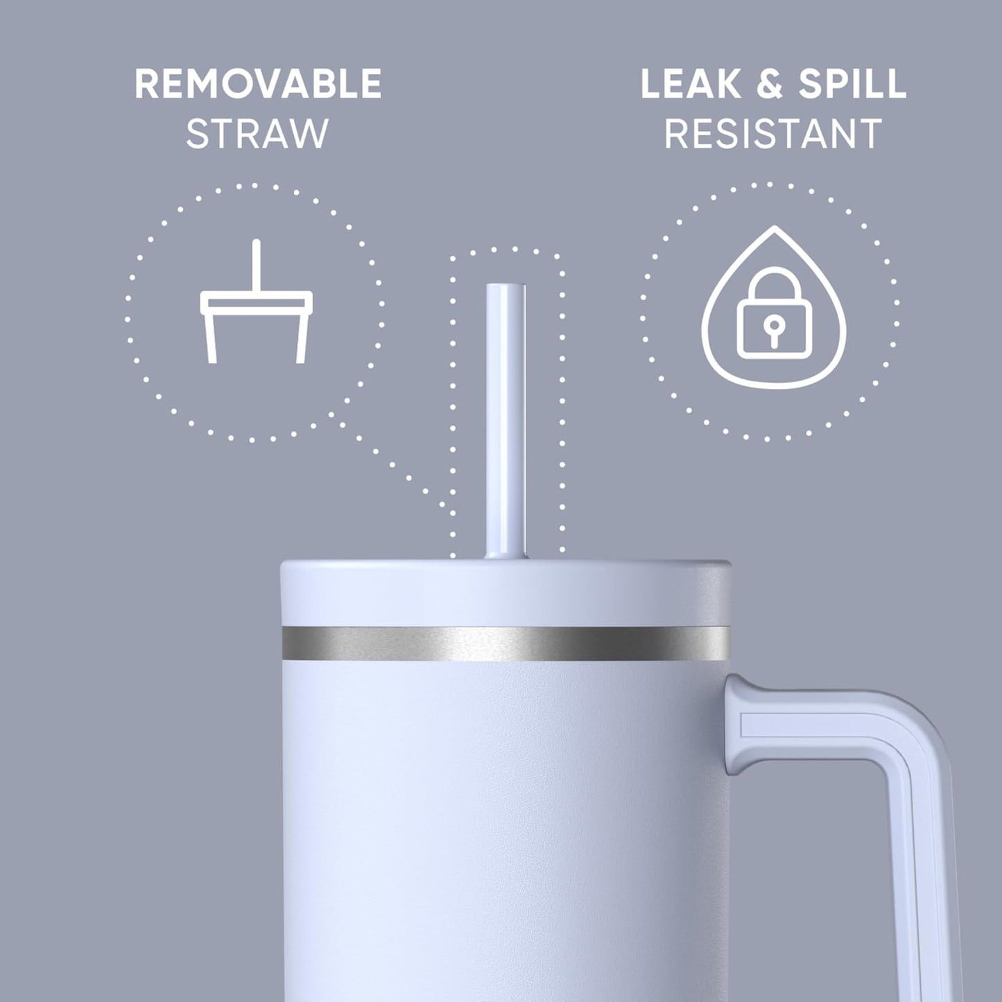 Voyager 32oz Insulated Tumbler with Handle & 2-in-1 Lid, Leak-Proof Stainless-Steel Travel Tumbler, Cupholder Friendly Reusable Water Bottle Built for Work, Gym, or Class Commute (Sage Leaf)