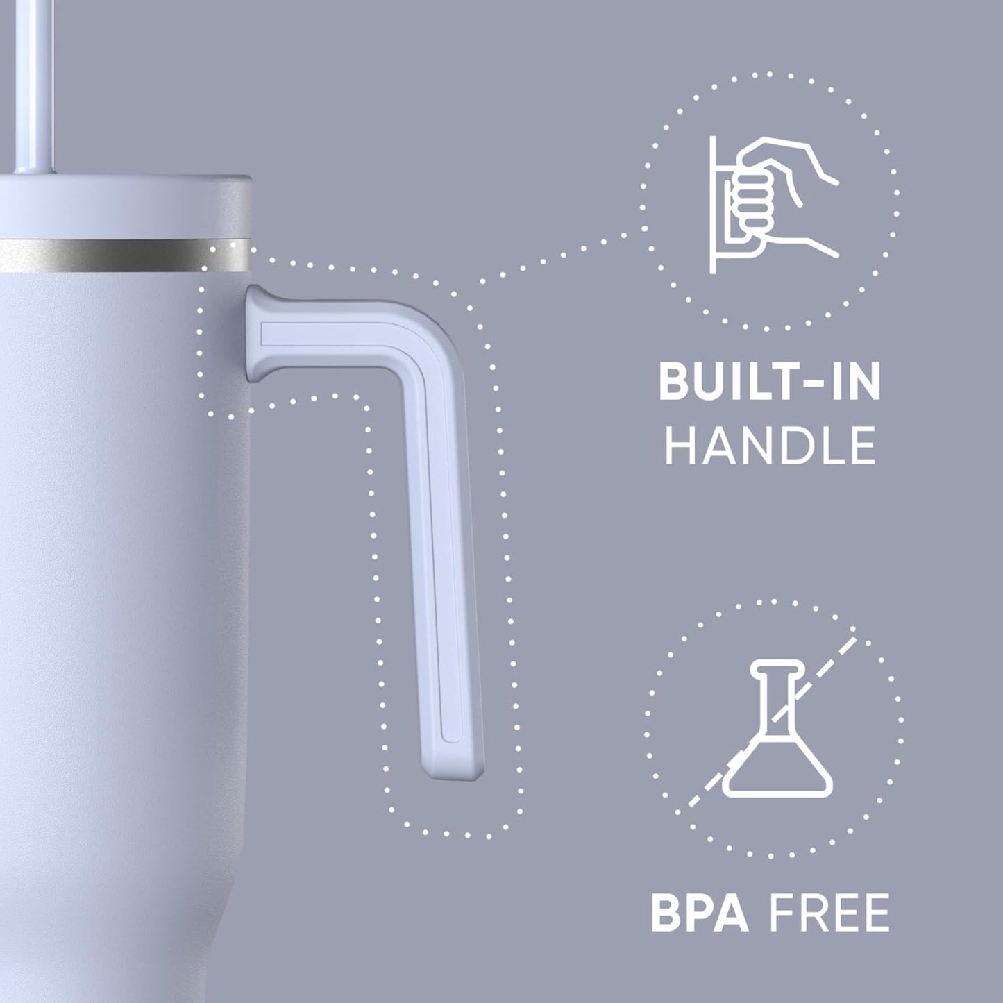 Voyager 32oz Insulated Tumbler with Handle & 2-in-1 Lid, Leak-Proof Stainless-Steel Travel Tumbler, Cupholder Friendly Reusable Water Bottle Built for Work, Gym, or Class Commute (Sage Leaf)