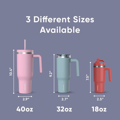 Voyager 32oz Insulated Tumbler with Handle & 2-in-1 Lid, Leak-Proof Stainless-Steel Travel Tumbler, Cupholder Friendly Reusable Water Bottle Built for Work, Gym, or Class Commute (Sage Leaf)