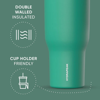 Voyager 32oz Insulated Tumbler with Handle & 2-in-1 Lid, Leak-Proof Stainless-Steel Travel Tumbler, Cupholder Friendly Reusable Water Bottle Built for Work, Gym, or Class Commute (Sage Leaf)
