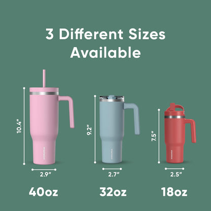 Voyager 32oz Insulated Tumbler with Handle & 2-in-1 Lid, Leak-Proof Stainless-Steel Travel Tumbler, Cupholder Friendly Reusable Water Bottle Built for Work, Gym, or Class Commute (Sage Leaf)