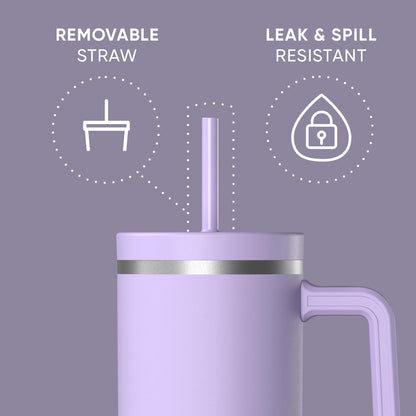 Voyager 32oz Insulated Tumbler with Handle & 2-in-1 Lid, Leak-Proof Stainless-Steel Travel Tumbler, Cupholder Friendly Reusable Water Bottle Built for Work, Gym, or Class Commute (Sage Leaf)