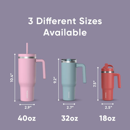 Voyager 32oz Insulated Tumbler with Handle & 2-in-1 Lid, Leak-Proof Stainless-Steel Travel Tumbler, Cupholder Friendly Reusable Water Bottle Built for Work, Gym, or Class Commute (Sage Leaf)