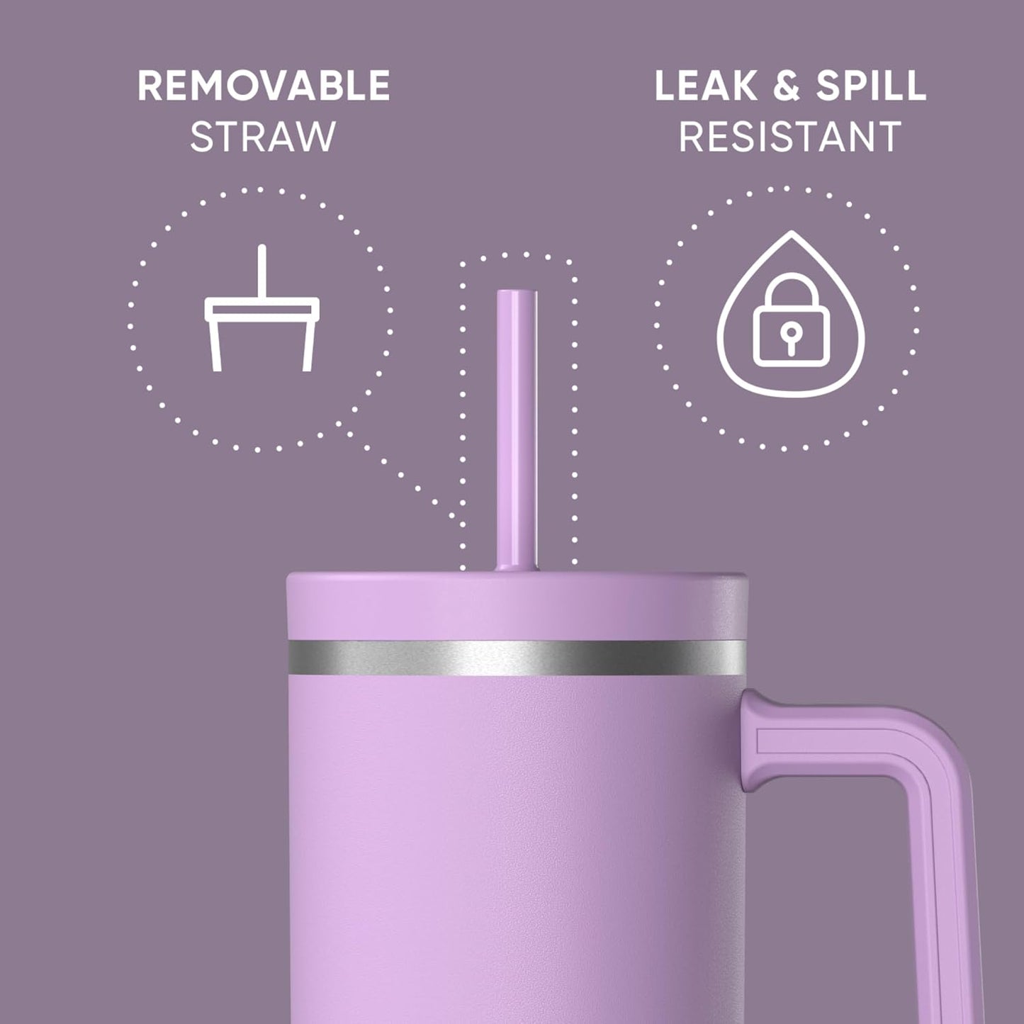 Voyager 32oz Insulated Tumbler with Handle & 2-in-1 Lid, Leak-Proof Stainless-Steel Travel Tumbler, Cupholder Friendly Reusable Water Bottle Built for Work, Gym, or Class Commute (Sage Leaf)