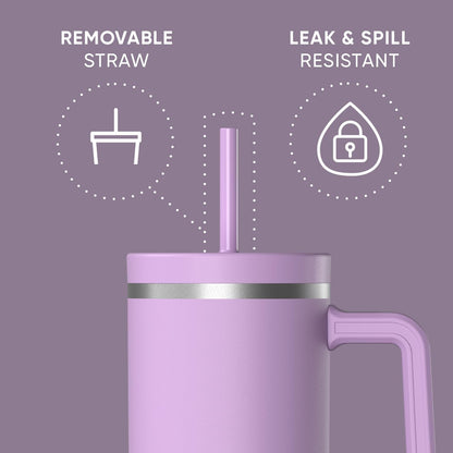 Voyager 32oz Insulated Tumbler with Handle & 2-in-1 Lid, Leak-Proof Stainless-Steel Travel Tumbler, Cupholder Friendly Reusable Water Bottle Built for Work, Gym, or Class Commute (Sage Leaf)