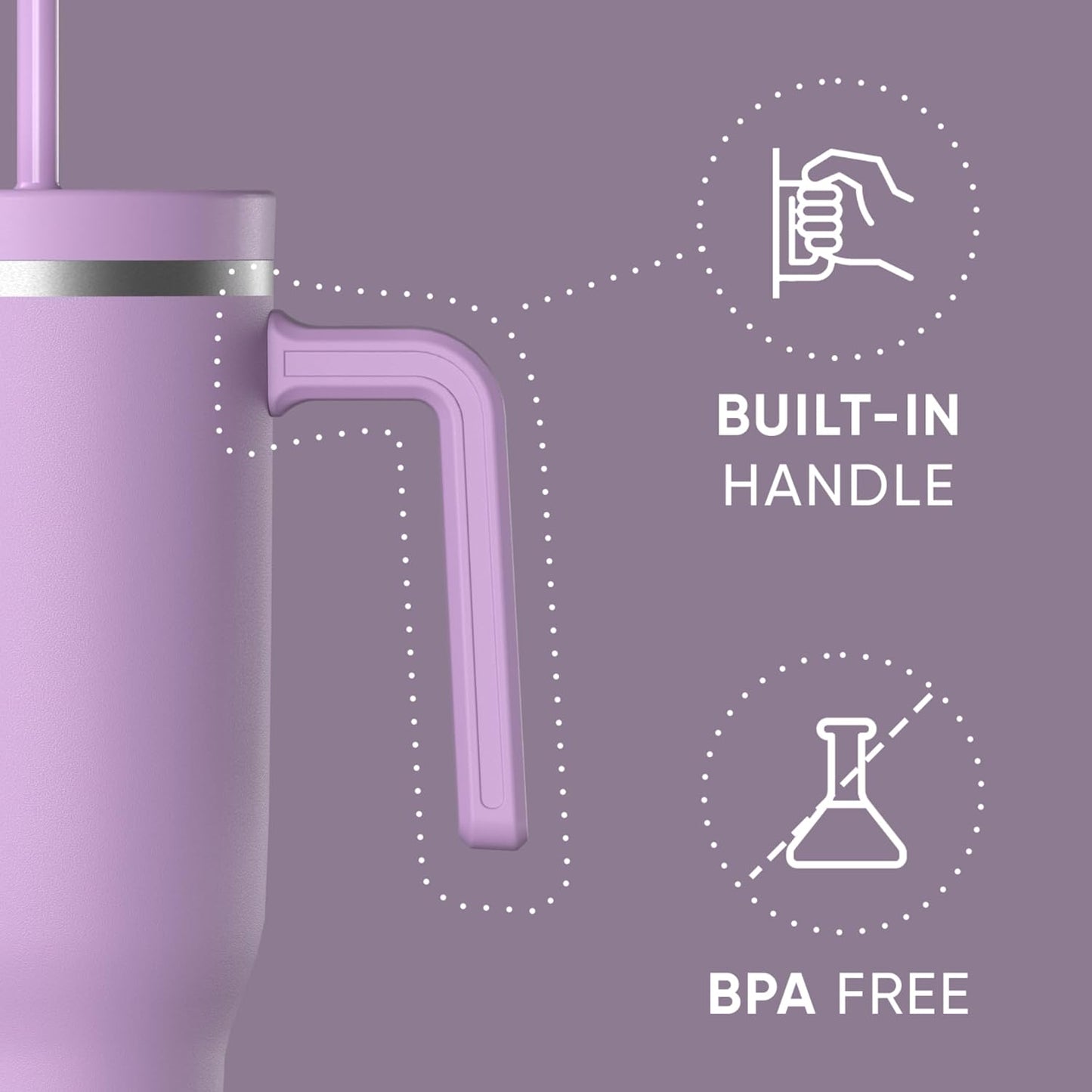 Voyager 32oz Insulated Tumbler with Handle & 2-in-1 Lid, Leak-Proof Stainless-Steel Travel Tumbler, Cupholder Friendly Reusable Water Bottle Built for Work, Gym, or Class Commute (Sage Leaf)
