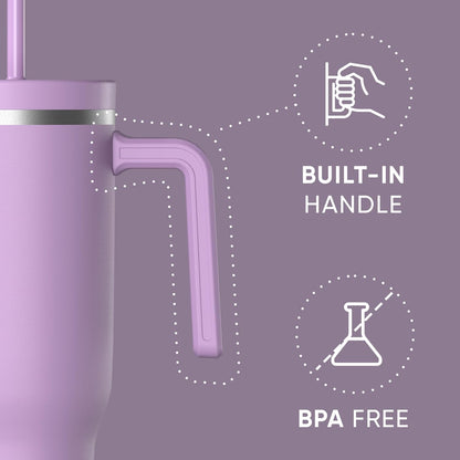 Voyager 32oz Insulated Tumbler with Handle & 2-in-1 Lid, Leak-Proof Stainless-Steel Travel Tumbler, Cupholder Friendly Reusable Water Bottle Built for Work, Gym, or Class Commute (Sage Leaf)