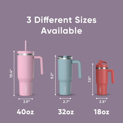 Voyager 32oz Insulated Tumbler with Handle & 2-in-1 Lid, Leak-Proof Stainless-Steel Travel Tumbler, Cupholder Friendly Reusable Water Bottle Built for Work, Gym, or Class Commute (Sage Leaf)
