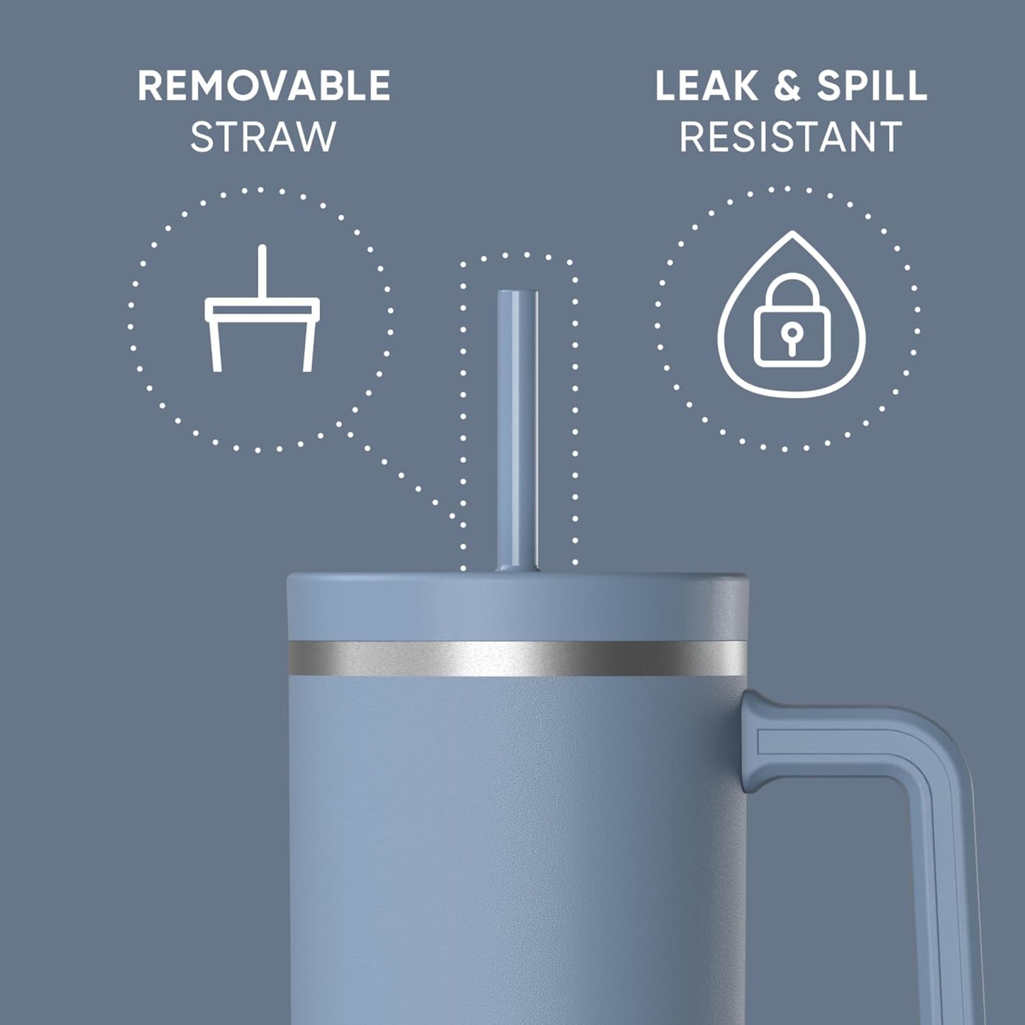 Voyager 32oz Insulated Tumbler with Handle & 2-in-1 Lid, Leak-Proof Stainless-Steel Travel Tumbler, Cupholder Friendly Reusable Water Bottle Built for Work, Gym, or Class Commute (Sage Leaf)