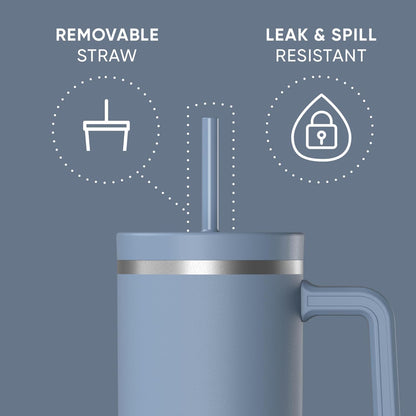 Voyager 32oz Insulated Tumbler with Handle & 2-in-1 Lid, Leak-Proof Stainless-Steel Travel Tumbler, Cupholder Friendly Reusable Water Bottle Built for Work, Gym, or Class Commute (Sage Leaf)