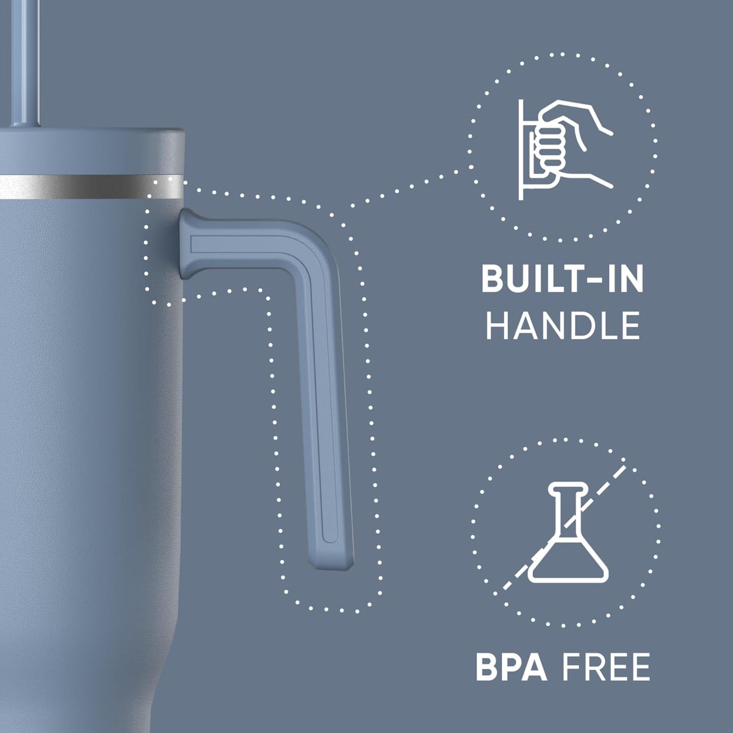 Voyager 32oz Insulated Tumbler with Handle & 2-in-1 Lid, Leak-Proof Stainless-Steel Travel Tumbler, Cupholder Friendly Reusable Water Bottle Built for Work, Gym, or Class Commute (Sage Leaf)