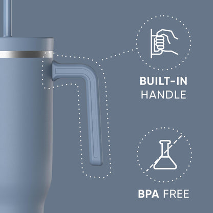 Voyager 32oz Insulated Tumbler with Handle & 2-in-1 Lid, Leak-Proof Stainless-Steel Travel Tumbler, Cupholder Friendly Reusable Water Bottle Built for Work, Gym, or Class Commute (Sage Leaf)
