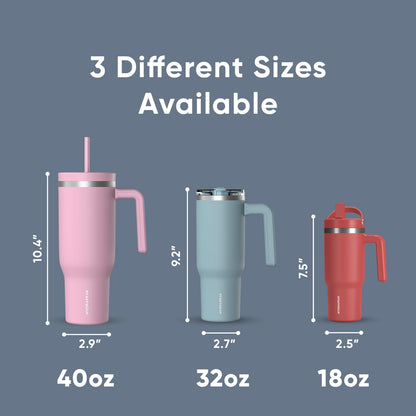 Voyager 32oz Insulated Tumbler with Handle & 2-in-1 Lid, Leak-Proof Stainless-Steel Travel Tumbler, Cupholder Friendly Reusable Water Bottle Built for Work, Gym, or Class Commute (Sage Leaf)