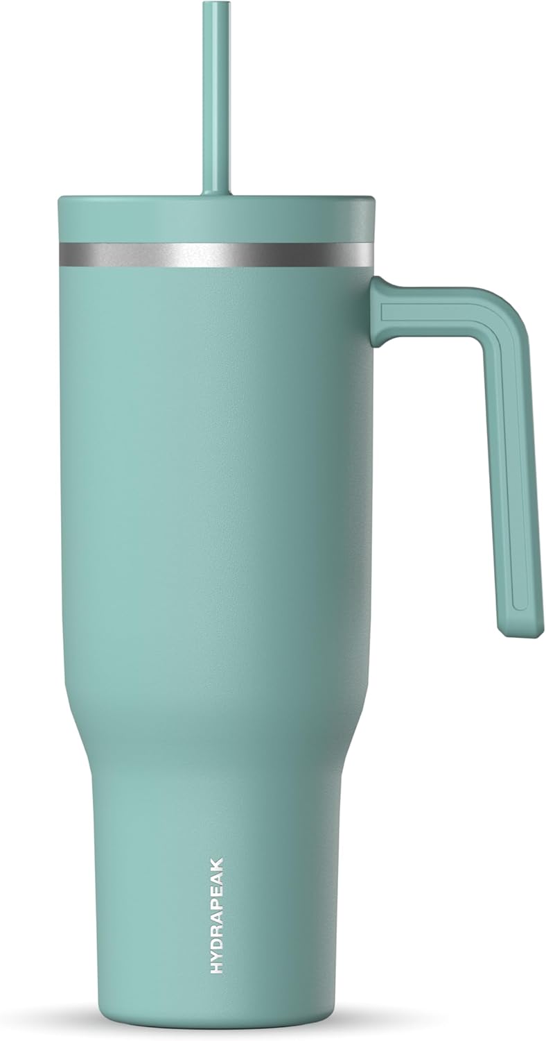 Voyager 32oz Insulated Tumbler with Handle & 2-in-1 Lid, Leak-Proof Stainless-Steel Travel Tumbler, Cupholder Friendly Reusable Water Bottle Built for Work, Gym, or Class Commute (Sage Leaf)