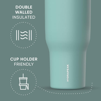 Voyager 32oz Insulated Tumbler with Handle & 2-in-1 Lid, Leak-Proof Stainless-Steel Travel Tumbler, Cupholder Friendly Reusable Water Bottle Built for Work, Gym, or Class Commute (Sage Leaf)