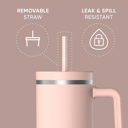 Voyager 32oz Insulated Tumbler with Handle & 2-in-1 Lid, Leak-Proof Stainless-Steel Travel Tumbler, Cupholder Friendly Reusable Water Bottle Built for Work, Gym, or Class Commute (Sage Leaf)