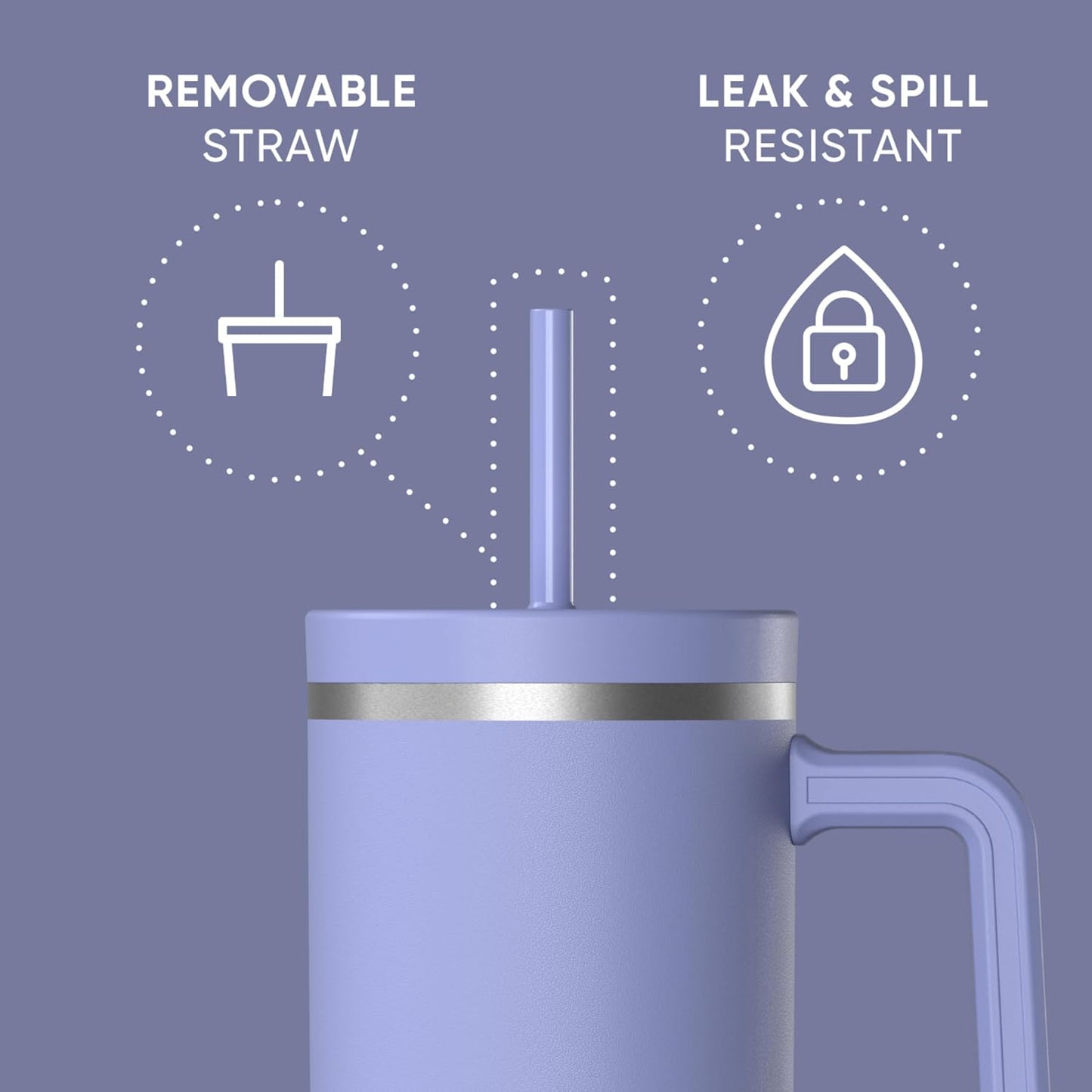 Voyager 32oz Insulated Tumbler with Handle & 2-in-1 Lid, Leak-Proof Stainless-Steel Travel Tumbler, Cupholder Friendly Reusable Water Bottle Built for Work, Gym, or Class Commute (Sage Leaf)