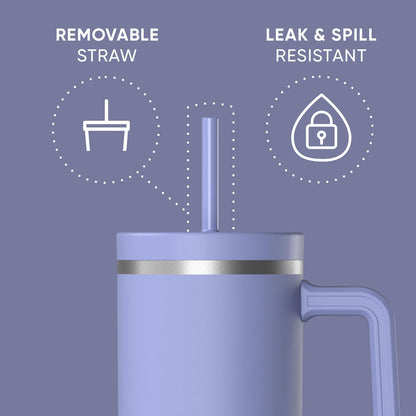 Voyager 32oz Insulated Tumbler with Handle & 2-in-1 Lid, Leak-Proof Stainless-Steel Travel Tumbler, Cupholder Friendly Reusable Water Bottle Built for Work, Gym, or Class Commute (Sage Leaf)