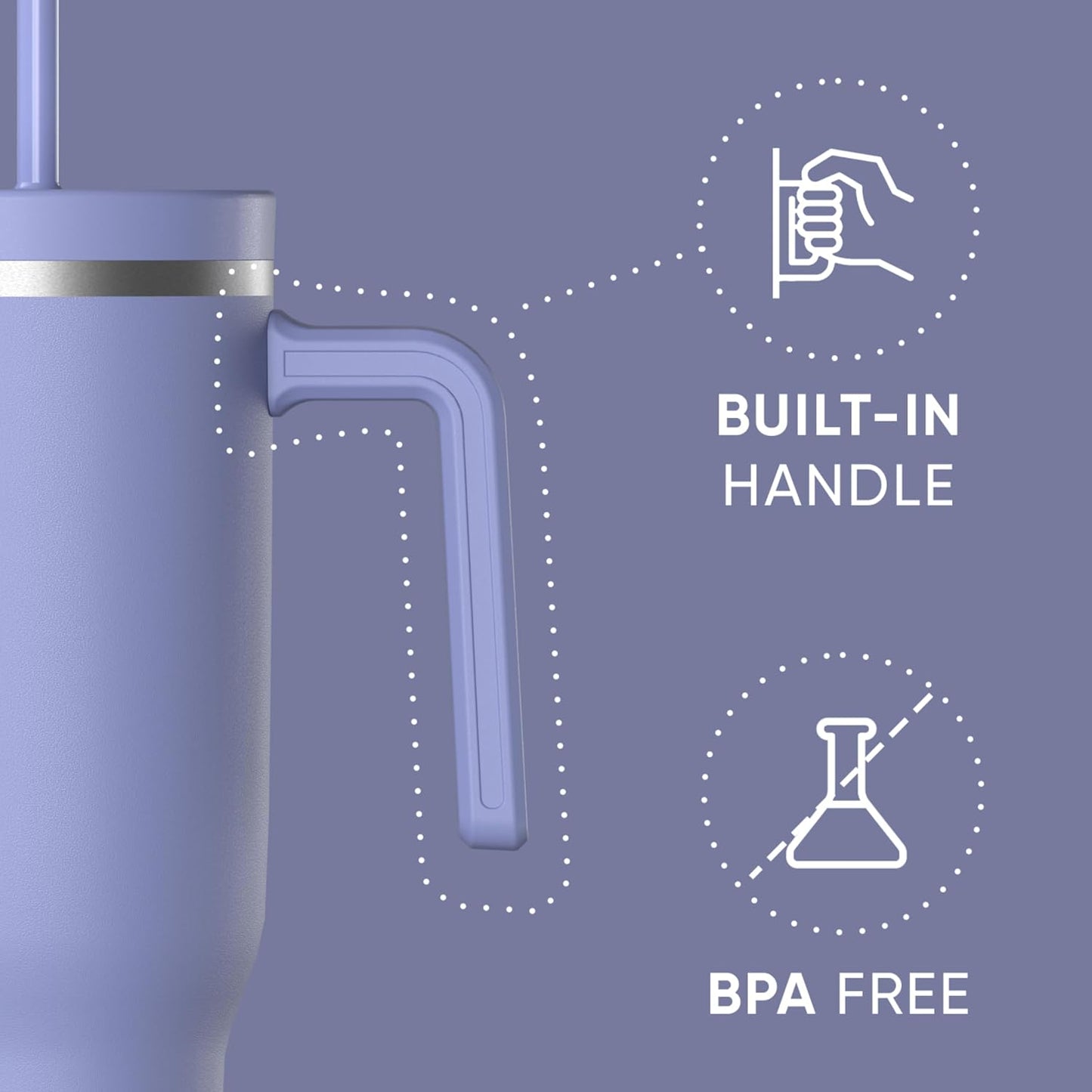 Voyager 32oz Insulated Tumbler with Handle & 2-in-1 Lid, Leak-Proof Stainless-Steel Travel Tumbler, Cupholder Friendly Reusable Water Bottle Built for Work, Gym, or Class Commute (Sage Leaf)