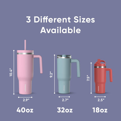 Voyager 32oz Insulated Tumbler with Handle & 2-in-1 Lid, Leak-Proof Stainless-Steel Travel Tumbler, Cupholder Friendly Reusable Water Bottle Built for Work, Gym, or Class Commute (Sage Leaf)