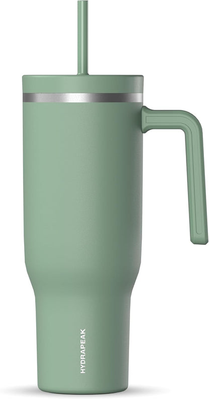 Voyager 32oz Insulated Tumbler with Handle & 2-in-1 Lid, Leak-Proof Stainless-Steel Travel Tumbler, Cupholder Friendly Reusable Water Bottle Built for Work, Gym, or Class Commute (Sage Leaf)