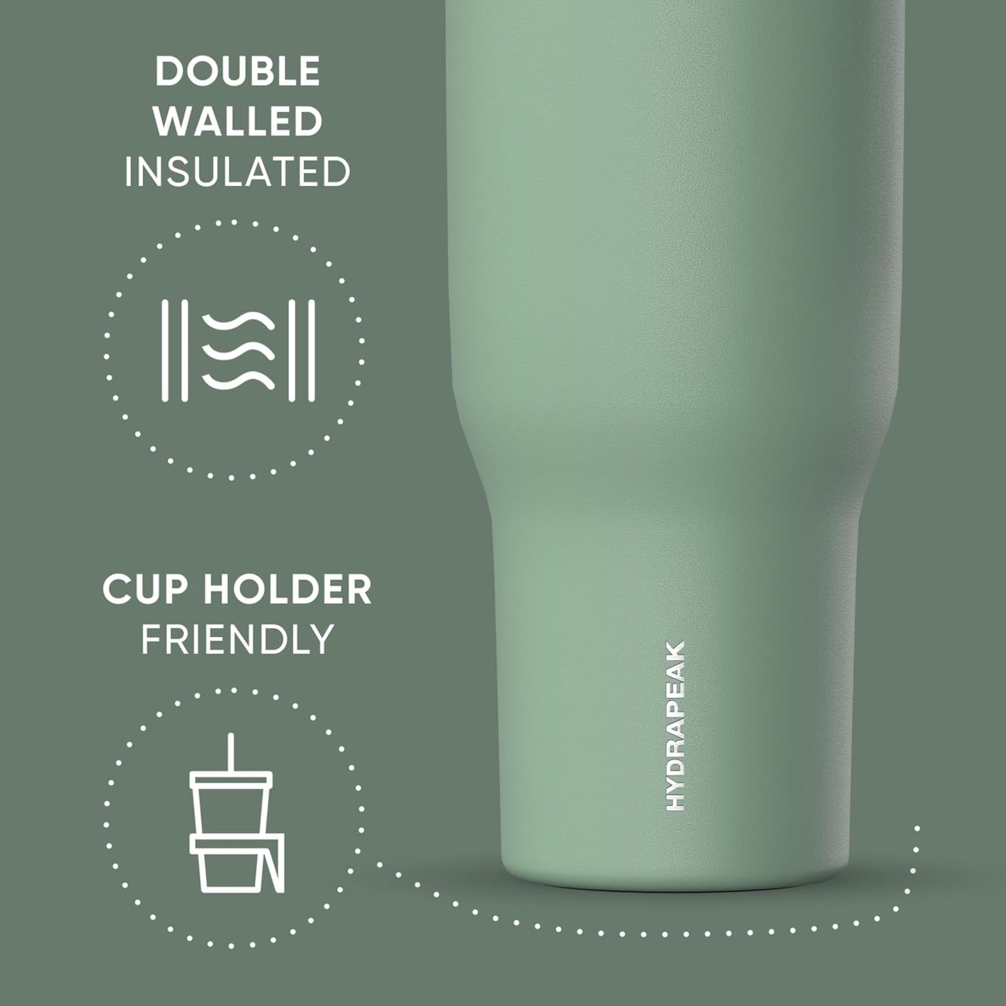 Voyager 32oz Insulated Tumbler with Handle & 2-in-1 Lid, Leak-Proof Stainless-Steel Travel Tumbler, Cupholder Friendly Reusable Water Bottle Built for Work, Gym, or Class Commute (Sage Leaf)