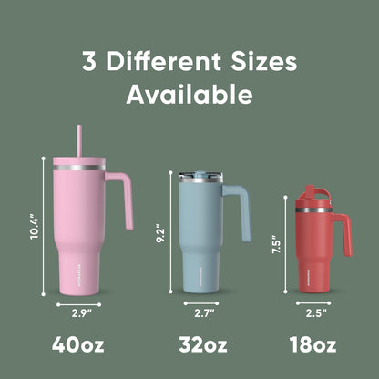 Voyager 32oz Insulated Tumbler with Handle & 2-in-1 Lid, Leak-Proof Stainless-Steel Travel Tumbler, Cupholder Friendly Reusable Water Bottle Built for Work, Gym, or Class Commute (Sage Leaf)
