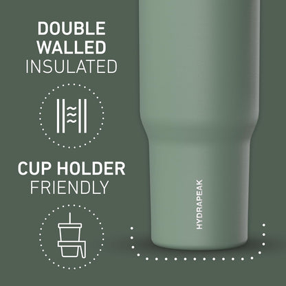 Voyager 32oz Insulated Tumbler with Handle & 2-in-1 Lid, Leak-Proof Stainless-Steel Travel Tumbler, Cupholder Friendly Reusable Water Bottle Built for Work, Gym, or Class Commute (Sage Leaf)