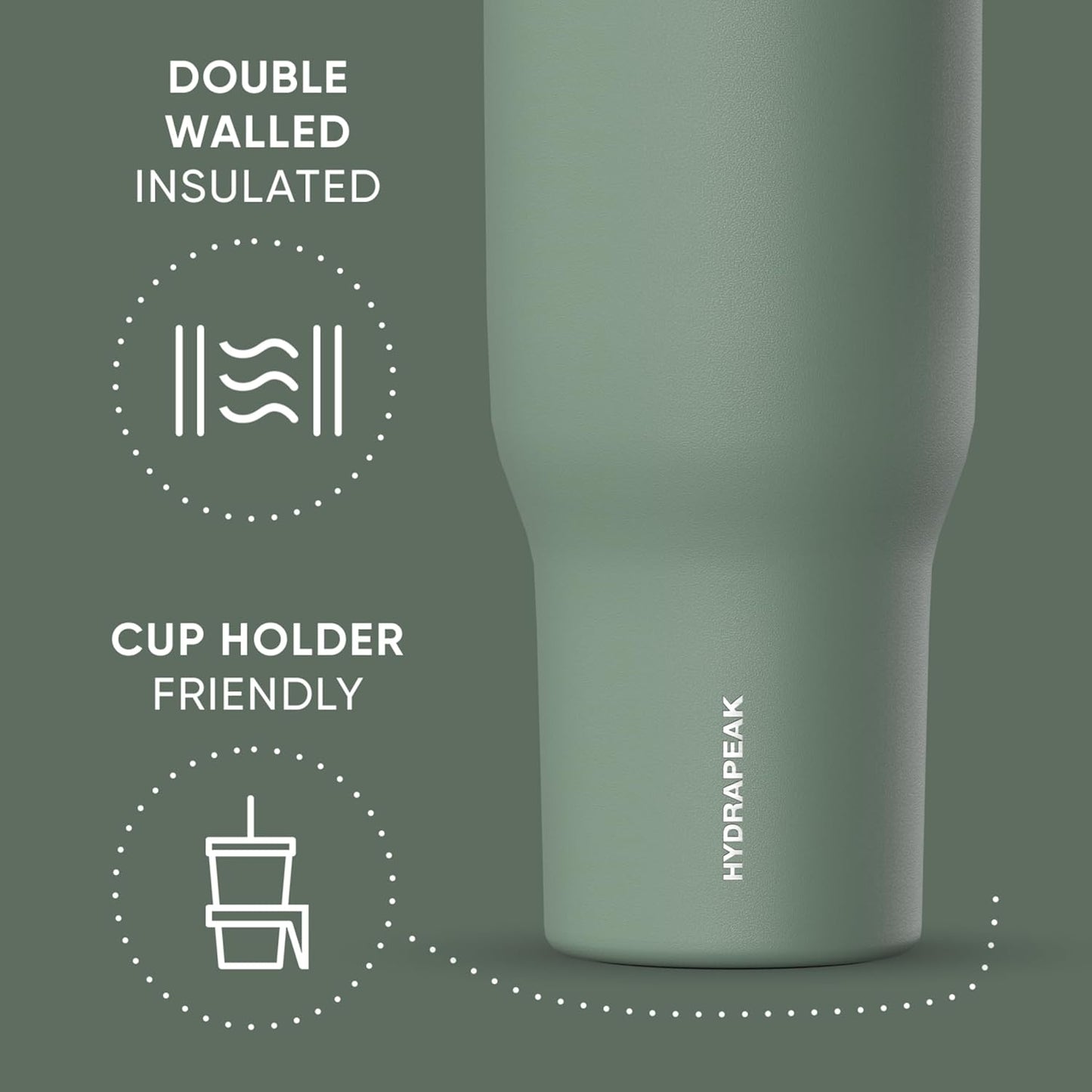 Voyager 32oz Insulated Tumbler with Handle & 2-in-1 Lid, Leak-Proof Stainless-Steel Travel Tumbler, Cupholder Friendly Reusable Water Bottle Built for Work, Gym, or Class Commute (Sage Leaf)