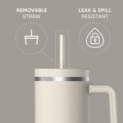 Voyager 32oz Insulated Tumbler with Handle & 2-in-1 Lid, Leak-Proof Stainless-Steel Travel Tumbler, Cupholder Friendly Reusable Water Bottle Built for Work, Gym, or Class Commute (Sage Leaf)